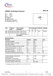 BSS139E6548 datasheet pdf Infineon