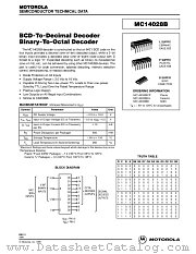MC14028B Datasheet pdf - BCD-To-Decimal Decoder Binary-To-Octal 