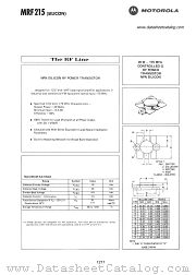 MRF215 datasheet pdf Motorola