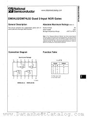 DM74L02 datasheet pdf National Semiconductor