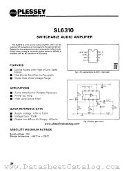 SL6310 datasheet pdf PLESSEY Semiconductors