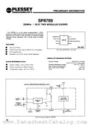 SP8789 datasheet pdf PLESSEY Semiconductors