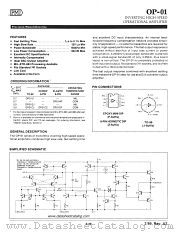 OP01HP datasheet pdf Precision Monolithics