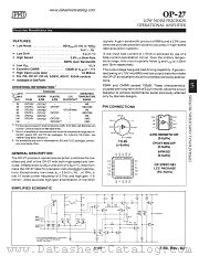 OP27BR/883 datasheet pdf Precision Monolithics