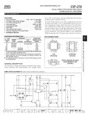 OP270 datasheet pdf Precision Monolithics