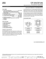 OP292Z datasheet pdf Precision Monolithics