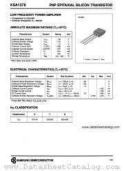 KSA1378 datasheet pdf Samsung Electronic