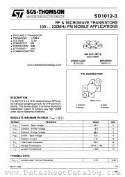 SD1012-3 datasheet pdf SGS Thomson Microelectronics