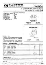 SD1013-3 datasheet pdf SGS Thomson Microelectronics