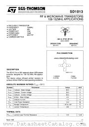 SD1013 datasheet pdf SGS Thomson Microelectronics