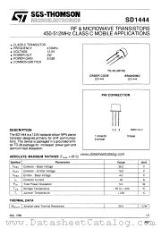 SD1444 datasheet pdf SGS Thomson Microelectronics