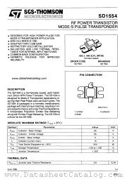 SD1554 datasheet pdf SGS Thomson Microelectronics