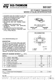 SD1557 datasheet pdf SGS Thomson Microelectronics