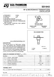 SD1842 datasheet pdf SGS Thomson Microelectronics