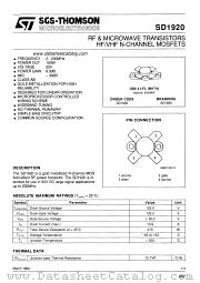 SD1920 datasheet pdf SGS Thomson Microelectronics