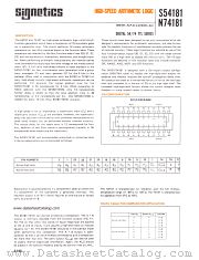 S54181 datasheet pdf Signetics