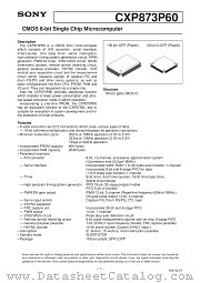 CXP873P60 datasheet pdf SONY