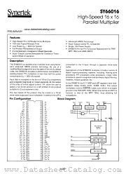 SY66016 datasheet pdf Synertek