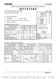 GT15J102 datasheet pdf TOSHIBA