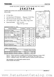 2SK2744 datasheet pdf TOSHIBA