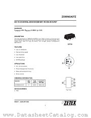 ZXMN6A07Z datasheet pdf Zetex Semiconductors