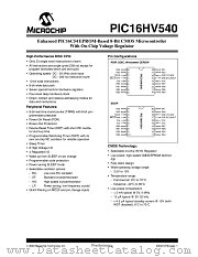 PIC16HV540-20I/SS datasheet pdf Microchip