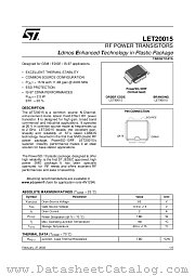 LET20015 datasheet pdf SGS Thomson Microelectronics