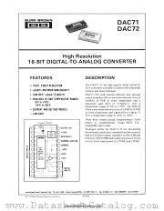 DAC71 datasheet pdf Burr Brown