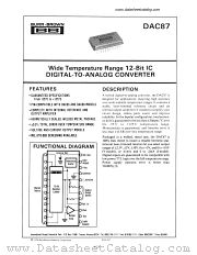 DAC87 datasheet pdf Burr Brown