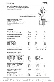 BSY81 datasheet pdf ITT Semiconductors