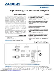 MAX97003 datasheet pdf MAXIM - Dallas Semiconductor
