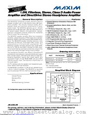 MAX9702ETI+T datasheet pdf MAXIM - Dallas Semiconductor