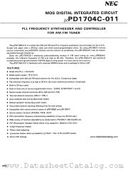 UPD1704C-011 datasheet pdf NEC