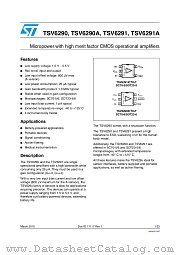 TSV6291 datasheet pdf ST Microelectronics