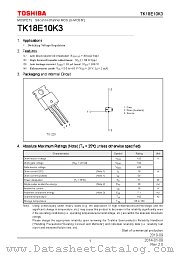 TK18E10K3 datasheet pdf TOSHIBA