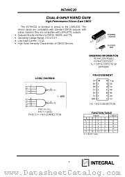IN74HC20 datasheet pdf INTEGRAL Semiconductor Devices