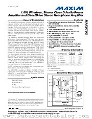 MAX9702 datasheet pdf MAXIM - Dallas Semiconductor